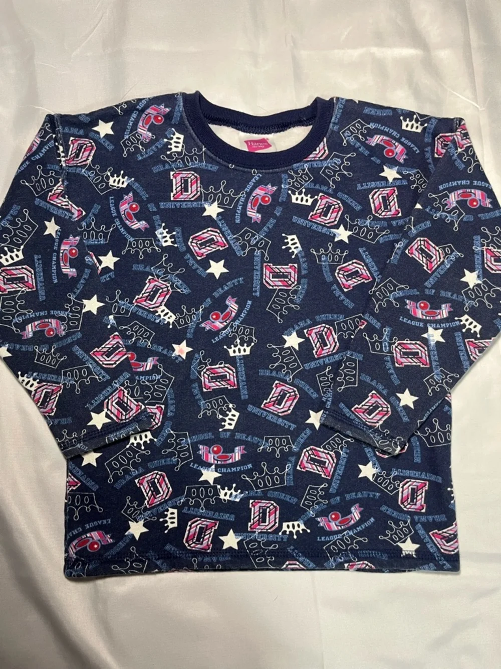 Vintage Hanes Her Way Girls XS 4/5‎ Diva Crown Blue Sweat Set Y2K